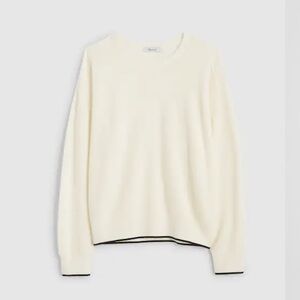 Merino wool pull over sweater new Ivory With Molasses Tipping
